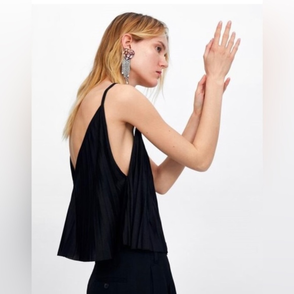Zara Pleated Silky Cami Crop‎ Top